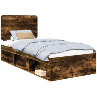 vidaXL Estructura De Cama Con Cabecera Roble Ahumado 90 X 190 Cm Vidaxl