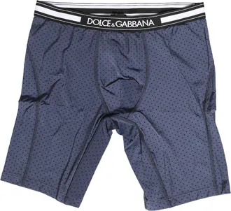 Dolce & Gabbana Dark Blue Polka Dots Men Bike Shorts Underwear Nylon Elastane