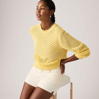 Levi's Gaelle Crochet Pullover - Womens - L - Yellow / French Vanilla