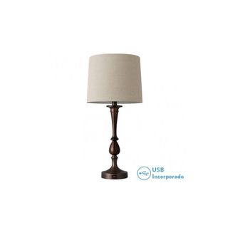 Fabrilamp Sobremesa Khalifa E27 Marr&oacute;n Puerto Usb