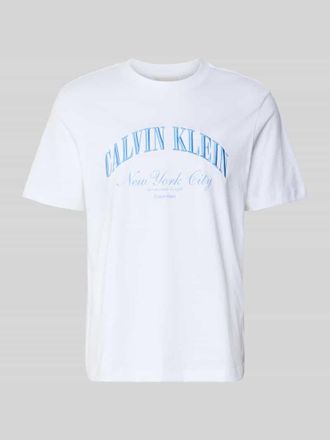 Calvin Klein Jeans T-Shirt mit Label-Stitching in Weiss, Gr&ouml;&szlig;e XXL