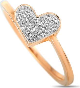 Luxury Bazaar 14K Rose Gold 0.09 ct Diamond Heart Ring