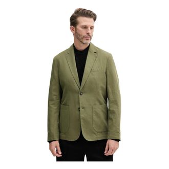 Benetton Linnen Blend Blazer - Heren - Blazers - Groen - S - Linnen - Jassen
