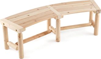 Costway Costway Panca In Legno,panca Curva,seduta Allaperto,panchine Da Giardino Per Esterni,panca Curva Per Tavolo Da Pranzo,panchine Esterne Senza Schienale