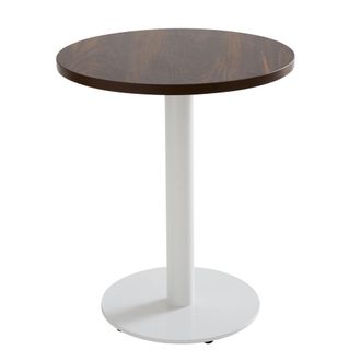 Oviala Mesa de comedor 60 cm pie blanco y revestimiento de madera oscura