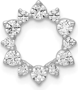 Diamond2Deal 14K White Gold Lab Grown Diamond Fancy Circle Chain Slide Pendant (0.51ct, VS, G-H)