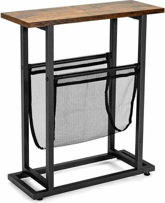 Costway Costway - Tavolino di Servizio a 2 Livelli, Tavolino Laterale in Stile Industriale, Comodino Retr&ograve; con Porta Riviste, Tavolino da Caff&egrave; per Salone