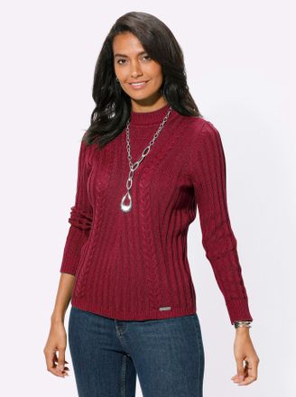Casual Looks Strickpullover CASUAL LOOKS Pullover, Damen, Gr. 48, rot (kirsche), 50% Baumwolle, 50% Polyacryl, unifarben, Pullover Strickpullover