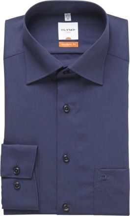 Olymp Luxor Mens Business Shirt Long Sleeve Fil a Fil Modern Fit New Kent, darkblue, 44