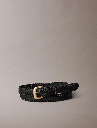 Calvin Klein Braided Leather Chunky Buckle Belt