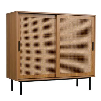 Urban Meuble Aparador efecto madera con 2 puertas correderas de rat&aacute;n