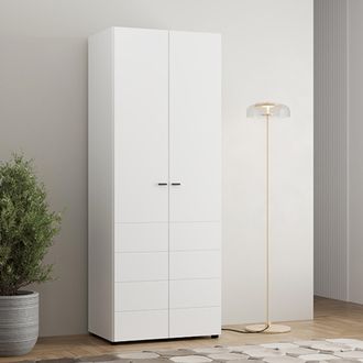 Dmora Armario 2 Puertas Pomar, Ropero Dormitorio Colgador, Un Estante, 2 Puertas, 79x208h Cm Blanco Mate