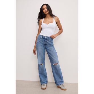 Good American Womens Good 90s Relaxed Jeans | Indigo, Size 24 Plus | Good American by Khlo&Egrave; Kardashian
