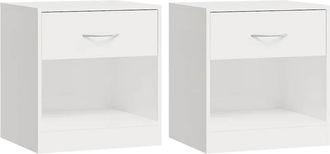 vidaXL Vidaxl - Mesitas De Noche 2 Unidades Con Caj&oacute;n Blanco Con Brillo