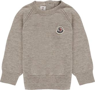 Moncler Kids Sweatshirts, male, Beige, 3 Y, Baby Cashmere Jumper with Iconic Patch