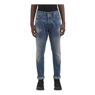 Dondup Jeans, Heren, Blauw, W32, Leer, Icon Slim-fit Jeans