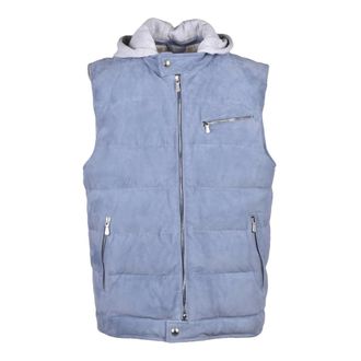 Eleventy Vests, male, Blue, Size: 2XL Smanicato in suede