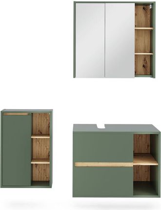 Vicco Set di mobili da bagno Viola, Verde/Artigianale, 3 parti, Vicco