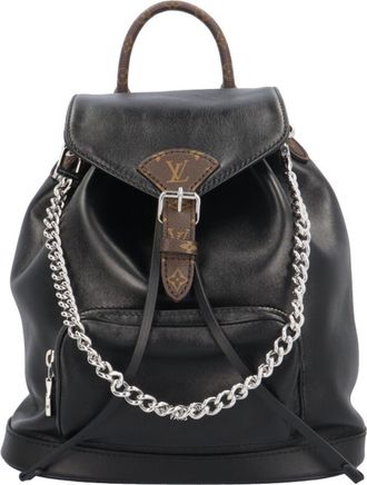 Louis Vuitton Black Brown Monogram Monogram Canvas Leather Backpack (Pre-Owned)