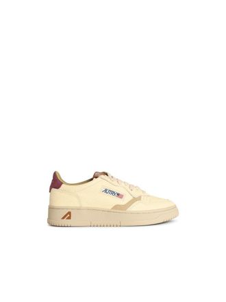 Autry Medalist Low Marshmallow And Burgundy Leather Sneakers