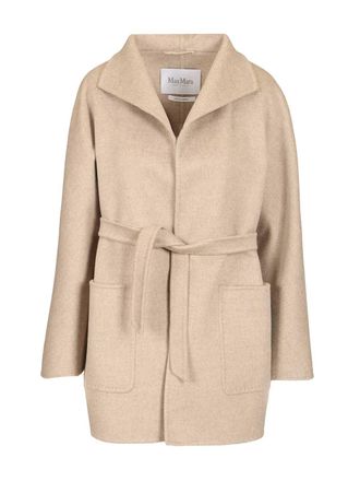 Max Mara Short Cashmere Cardigan Coat Coats Beige-Donna