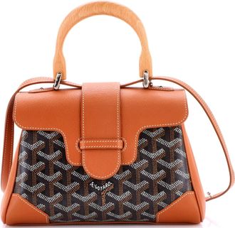 Goyard Saigon Top Handle Bag Coated Canvas with Leather Mini