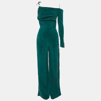 A Bathing Ape Mat&eacute;riel Green Satin One Shoulder Jumpsuit