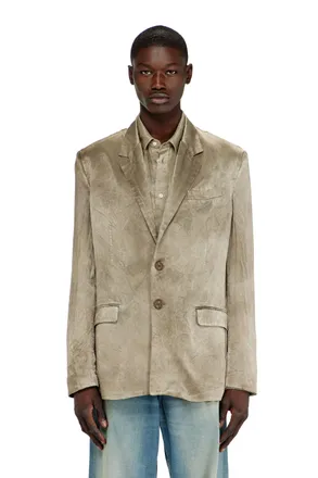 Diesel Blazer in wrinkled satin - Jackets - Man - Brown