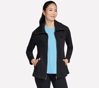 Skechers Trainingsjacke SKECHERS GOSNUGGLE TUNIC FZ JACKET, Damen, Gr. 3XL, schwarz, Obermaterial: 62% Polyester, 35% Baumwolle, 3% Elasthan, Jacken Trainingsj