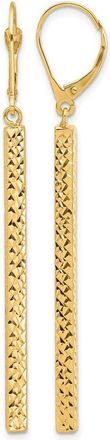 Diamond2Deal 14K Yellow Gold Diamond-cut Bar Drop Dangle Earrings