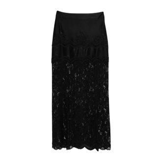 Paco Rabanne Midi Skirts, female, Black, Size: 3XS Midi Lace Skirt