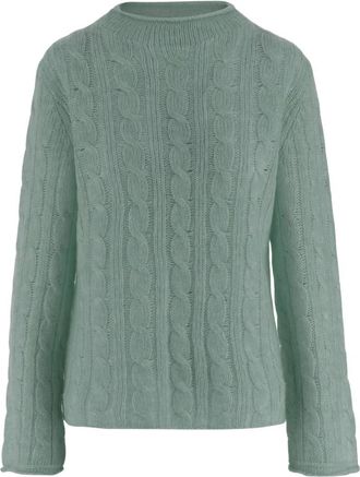 Guest In Residence Pullover met kabelpatroon in wolmix - Dames - Ronde hals truien - Groen - M - Wol - Truien & Vesten