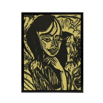 Artery8 Fehmarn Portrait Ernst Ludwig Kirchner Black Framed Canvas Art in Yellow | Size: W24 x H32