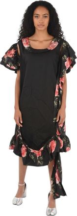 Maison Margiela Black Floral Scoop Neck Dress