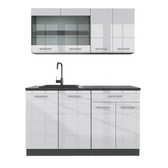Vicco Cocina Vers&aacute;til R-line, Blanco Brillo/antracita, 140 Cm, Et Antracita