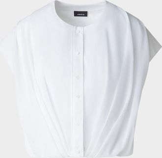 Akris Sleeveless Cotton Voile Bubble Blouse