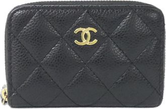 Chanel Black Grained Calfskin Coin Purse/Coin Case (Pre-Owned)