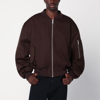 Entire studios Dark Brown Zip Up Bomber Jacket In Wool