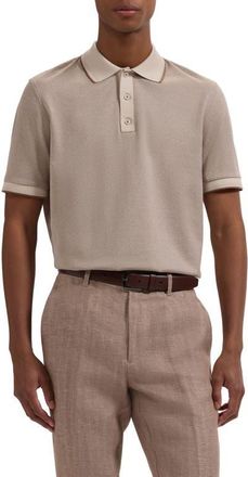 Bugatchi Three Button Cotton Polo in Almond at Nordstrom, Size Xx-Large