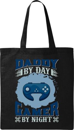 Generic Daddy By Day G A M E R By Night Natural Ecological Cotton Tote Bag Black