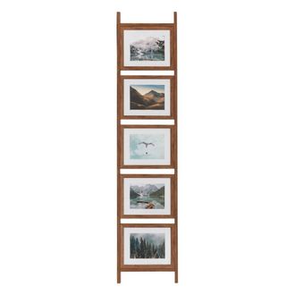 Atmosphera Portafotos En Forma De Escalera Para 5 Fotos, Modelo Scott, Madera Natural Oscura - Atmosphera Cr&eacute;ateur DInt&eacute;rieur