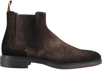 Santoni Donkerbruine Su&egrave;de Enkellaars - Heren - Chelseaboots - Bruin - 40 1/2 EU - Su&egrave;de - Schoenen