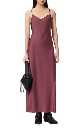 AllSaints Bryony V-Neck Maxi Slipdress in Raspberry Pink at Nordstrom, Size 10 Us