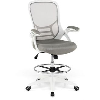 Costway Ergonomic Mid-Back Tall Drafting Chair Swivel Task Chair-White