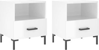 vidaXL Vidaxl - Bedside Cabinets 2 pcs High Gloss White 40x35x47.5 cm Engineered Wood