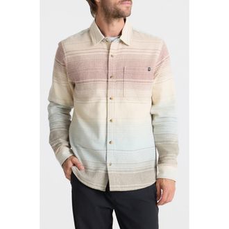 Roark Crossroads Organic Cotton Button-Up Shirt in Fossil Stripe at Nordstrom, Size Xx-Large
