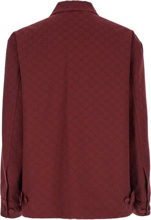 Gucci Mens Bordeaux Jacket With Gg Motif Cotton Blend Coat
