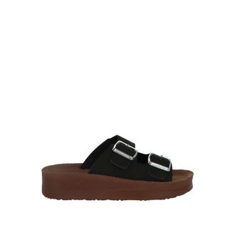 Carrera Sliders, female, Black, Size: 10 US Black Double Buckle Platform Sandals