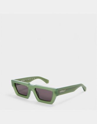Off-white Mens Manchester 53 Rectangle Full Rim Sunglasses - Green Grey - Size: ONE size