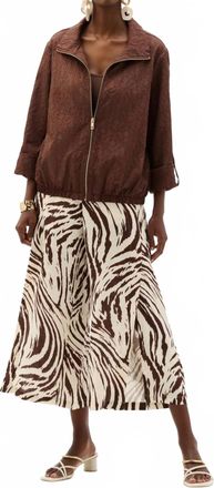 Joseph Ribkoff Textured Zip Front Bomber Jacket In Mahogany
